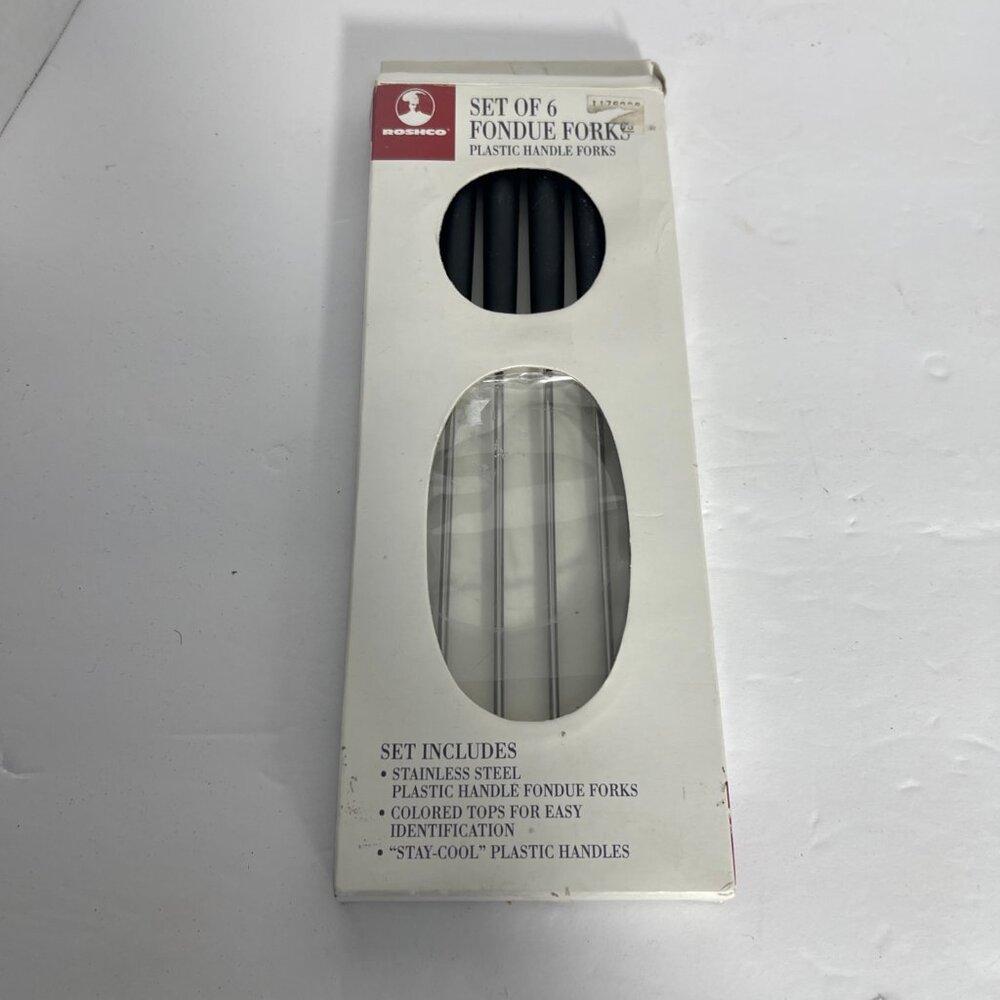 Roscho Set Of 6 Stainless Steel Fondue Forks Stay Cool Handles NEW